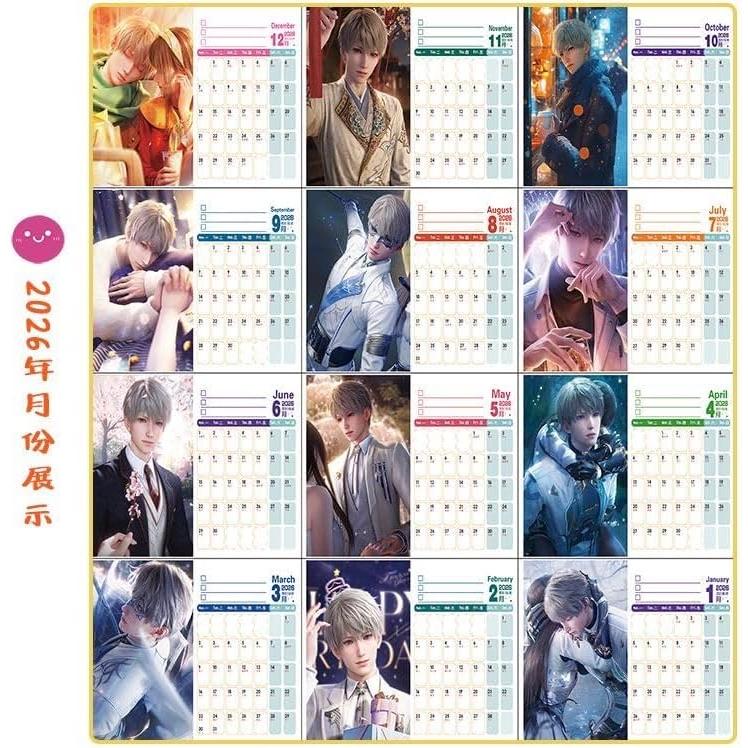 Love and Deepspace Calendar 2025-2026 Two-Year Desk Organizer - Anime Character Designs Thick Glossy Paper - Stylish Desktop Gift for Fans -Zllada