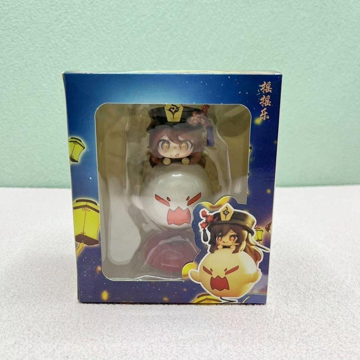 Hu Tao Genshin Figurines Desk Car Ornament - Anime Chibi Bobble with 50 Stickers Gift - Zllada