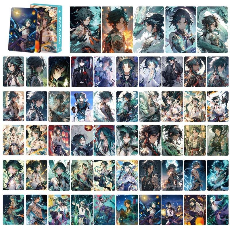 Genshin Impact Holographic Card Set - 50 Anime-Style Collectible Cards for Fans and Gamers - Game-Themed Merchandise - Zllada