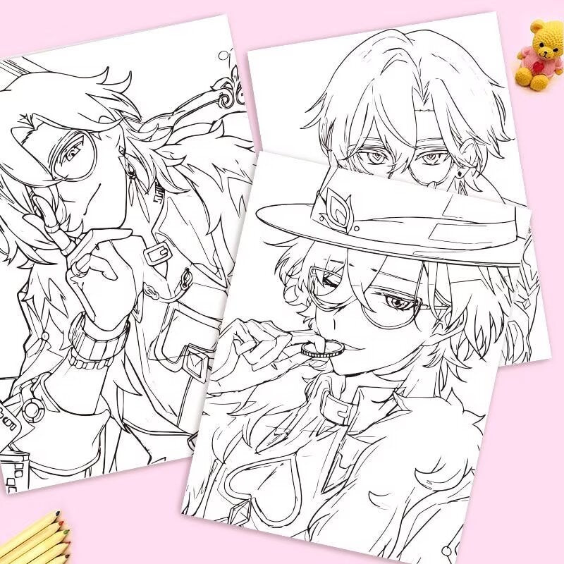 Aventurine Honkai Star Rail Coloring Book - Anime Merchandise Tracing and Sketch Book - 30 Pages of Line Art - Hand-Drawn Anime Characters Sketchbook - Gift for Game Merch Fans - Zllada