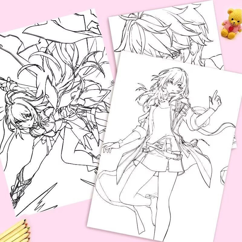Mix Honkai Star Rail Coloring Book - Anime Merchandise Tracing and Sketch Book - 30 Pages of Line Art - Hand-Drawn Anime Characters Sketchbook - Gift for Game Merch Fans - Zllada