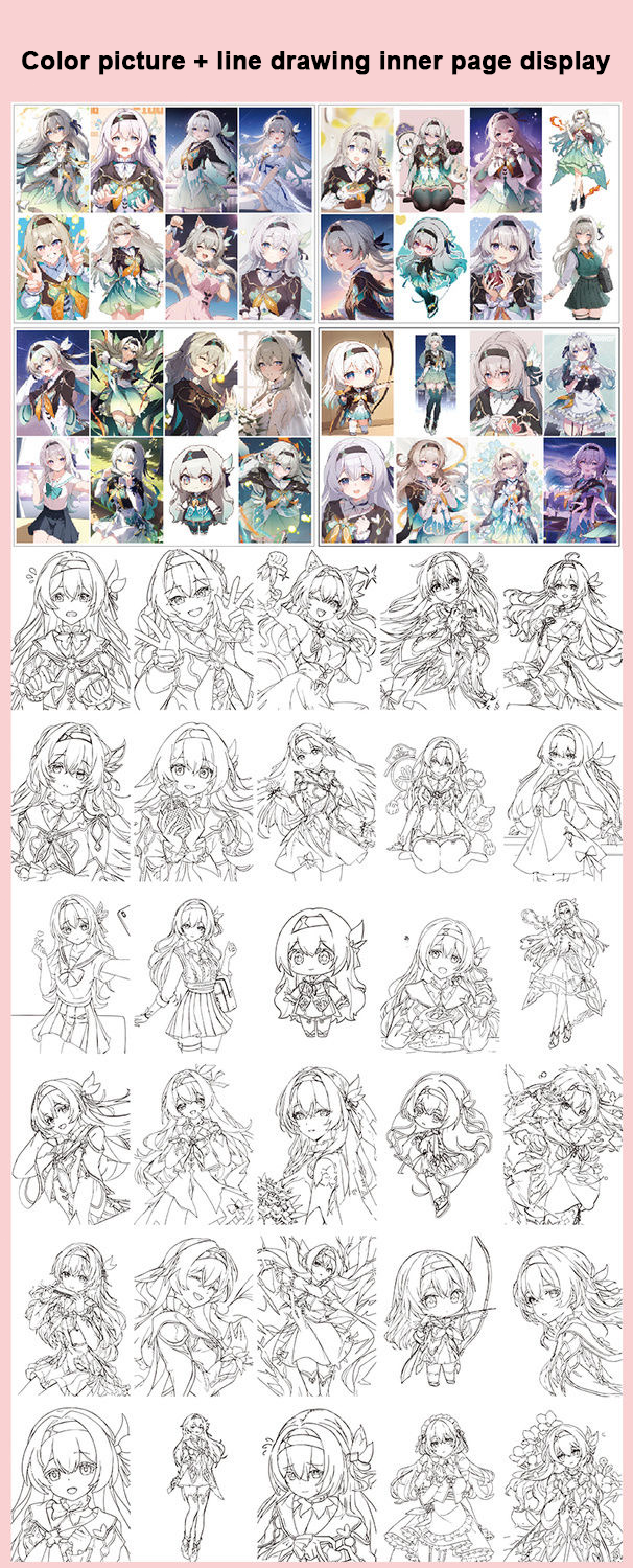 Firefly Honkai Star Rail Coloring Book - Anime Merchandise Tracing and Sketch Book - 30 Pages of Line Art - Hand-Drawn Anime Characters Sketchbook - Gift for Game Merch Fans - Zllada