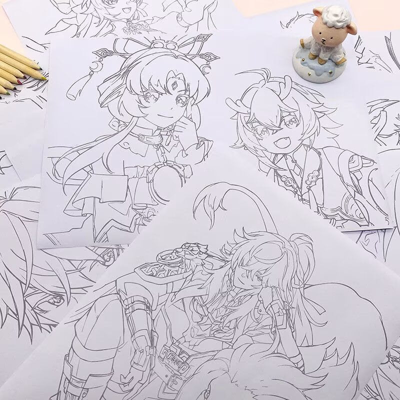 Mix Honkai Star Rail Coloring Book - Anime Merchandise Tracing and Sketch Book - 30 Pages of Line Art - Hand-Drawn Anime Characters Sketchbook - Gift for Game Merch Fans - Zllada