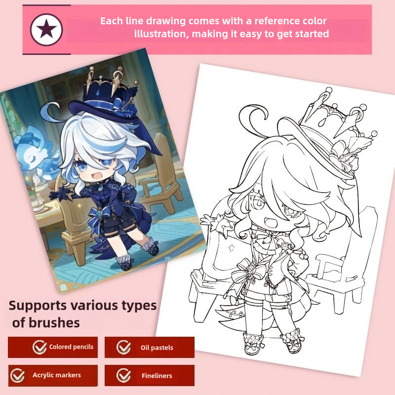 Aventurine Honkai Star Rail Coloring Book - Anime Merchandise Tracing and Sketch Book - 30 Pages of Line Art - Hand-Drawn Anime Characters Sketchbook - Gift for Game Merch Fans - Zllada