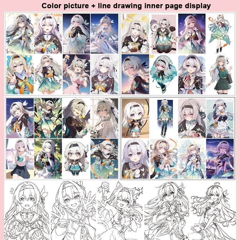 Firefly Honkai Star Rail Coloring Book - Anime Merchandise Tracing and Sketch Book - 30 Pages of Line Art - Hand-Drawn Anime Characters Sketchbook - Gift for Game Merch Fans - Zllada