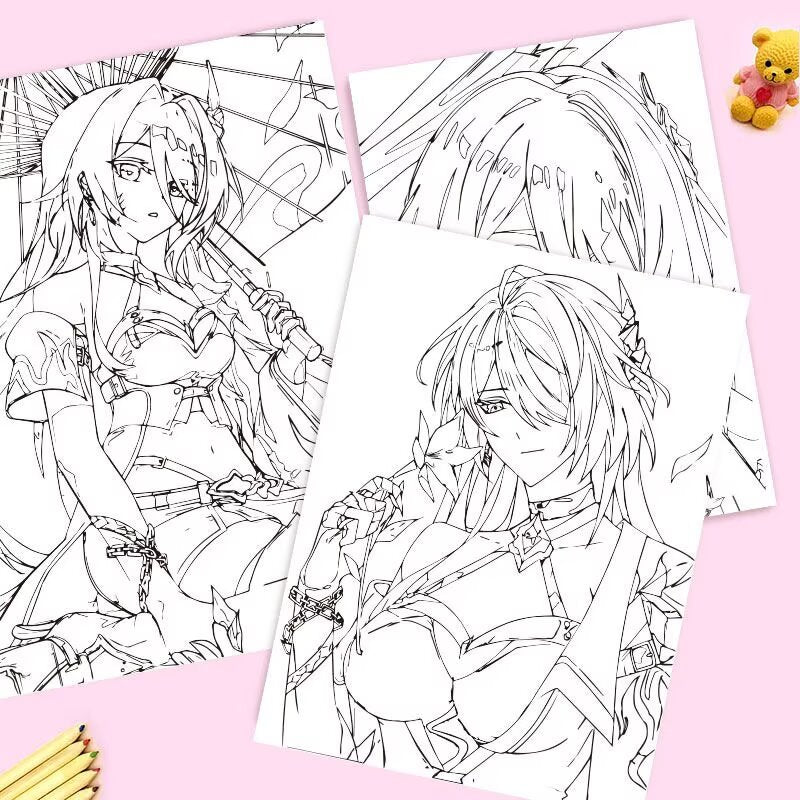 Acheron Honkai Star Rail Coloring Book - Anime Merchandise Tracing and Sketch Book - 30 Pages of Line Art - Hand-Drawn Anime Characters Sketchbook - Gift for Game Merch Fans - Zllada