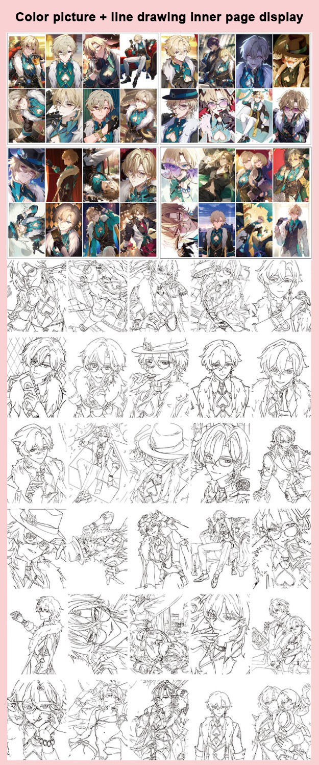 Aventurine Honkai Star Rail Coloring Book - Anime Merchandise Tracing and Sketch Book - 30 Pages of Line Art - Hand-Drawn Anime Characters Sketchbook - Gift for Game Merch Fans - Zllada