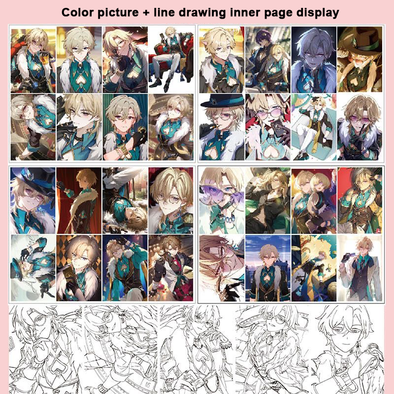 Aventurine Honkai Star Rail Coloring Book - Anime Merchandise Tracing and Sketch Book - 30 Pages of Line Art - Hand-Drawn Anime Characters Sketchbook - Gift for Game Merch Fans - Zllada