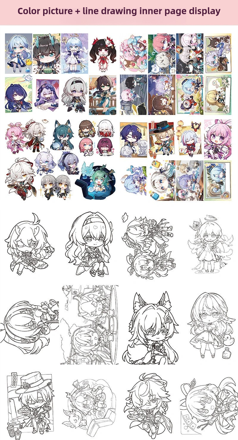 Q Style Honkai Star Rail Coloring Book - Anime Merchandise Tracing and Sketch Book - 30 Pages of Line Art - Hand-Drawn Anime Characters Sketchbook - Gift for Game Merch Fans - Zllada