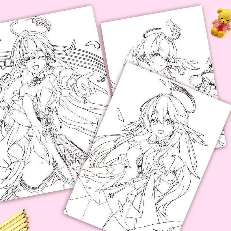 Robin Honkai Star Rail Coloring Book - Anime Merchandise Tracing and Sketch Book - 30 Pages of Line Art - Hand-Drawn Anime Characters Sketchbook - Gift for Game Merch Fans - Zllada
