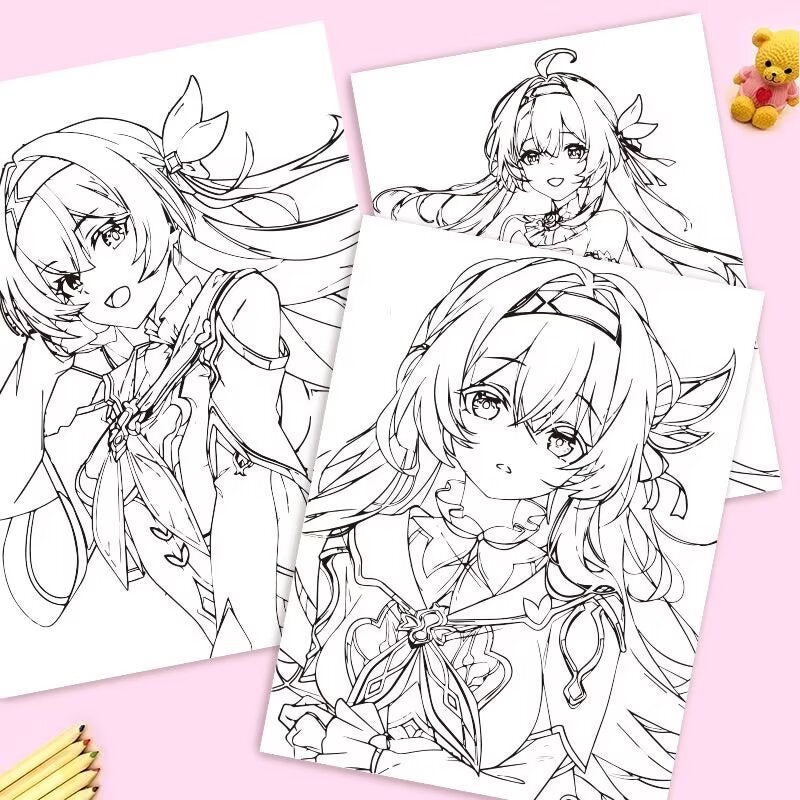 Firefly Honkai Star Rail Coloring Book - Anime Merchandise Tracing and Sketch Book - 30 Pages of Line Art - Hand-Drawn Anime Characters Sketchbook - Gift for Game Merch Fans - Zllada