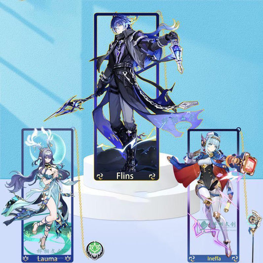 Genshin Art Brass Metal Bookmark - Anime Figure Merch with 3D Display Box - Birthday Gifts for Fans Friends Gamer Book Lovers - Zllada