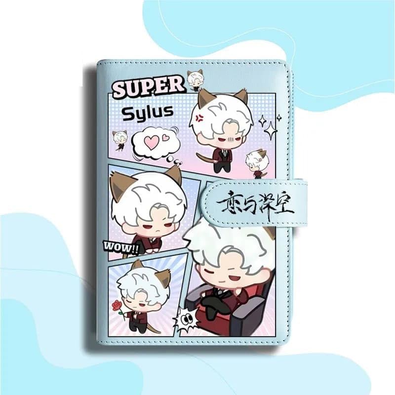 Blue Love Deepspace Planner Journal - Blue A6 PU Leather Binder with 80 Sheets (160 Pages) Grid Lines - Chibi Design for Fitness Daily Plans Fan Gifts - Zllada