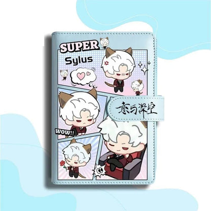 Blue Love Deepspace Planner Journal - Blue A6 PU Leather Binder with 80 Sheets (160 Pages) Grid Lines - Chibi Design for Fitness Daily Plans Fan Gifts - Zllada