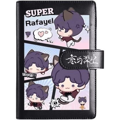 Black Love Deepspace Planner Journal - Blue A6 PU Leather Binder with 80 Sheets (160 Pages) Grid Lines - Chibi Design for Fitness Daily Plans Fan Gifts - Zllada