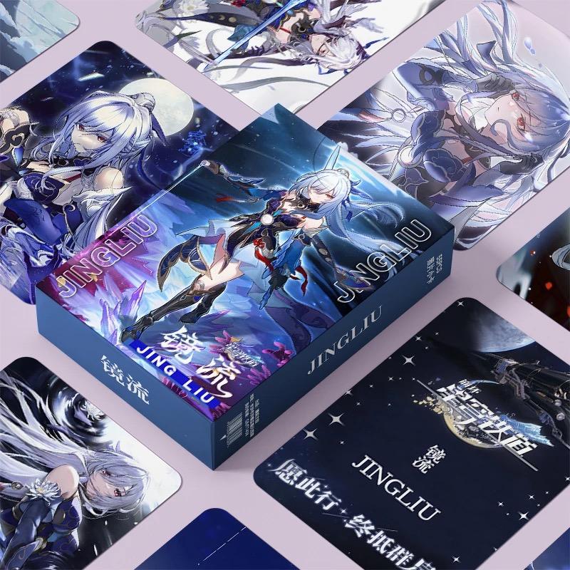 Jingliu Star Rail  Holographic Card Set - 50-Piece Game-Themed Collectible Cards - Anime Style Collection for Fans and Gamers - Zllada