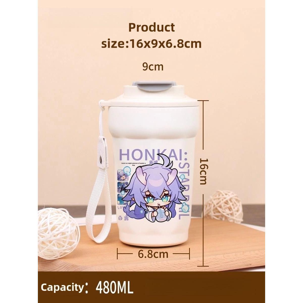 Star Rail  Travel Mug Sparkle - 316 Stainless Steel Insulated Coffee Cup with Dual-Use Lid - Leak-Proof Design & Portable Hand Strap - Anime Gaming Gift for Fans