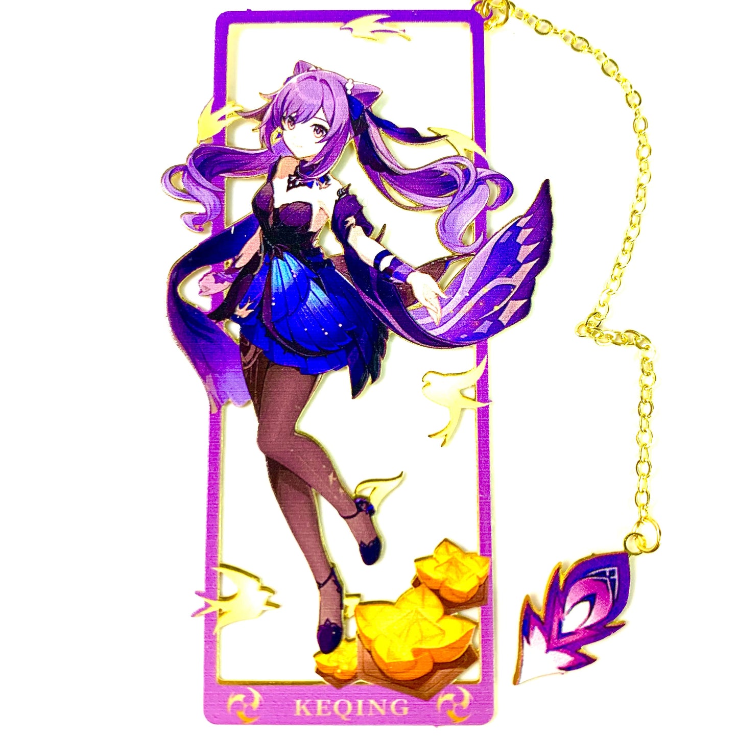 Genshin Art Brass Metal Bookmark - Anime Figure Merch with 3D Display Box - Birthday Gifts for Fans Friends Gamer Book Lovers - Zllada