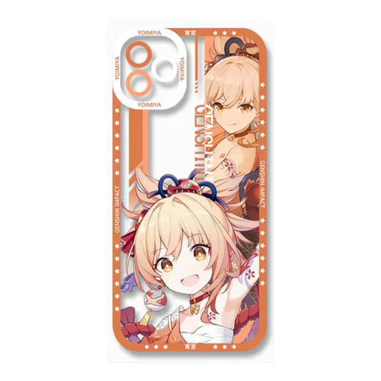 Yoimiya Genshin Impact Phone Case Laptop screen protector  protective cover - Q Style Cute Anime Character Design - Transparent Silicone Full Camera Protection All Round Defense Non Slip Cover - Zllada