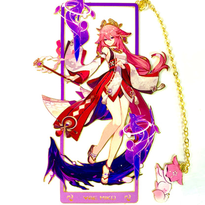 Genshin Art Brass Metal Bookmark - Anime Figure Merch with 3D Display Box - Birthday Gifts for Fans Friends Gamer Book Lovers - Zllada