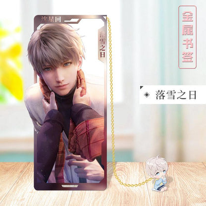 Love Deepspace Stellar Odyssey Bookmarks - Brass Character Collection Zayne Xavier Rafayel Sylus with 3D Cosmic Display, Sci-Fi Romance Merchandise for Fans - Zllada