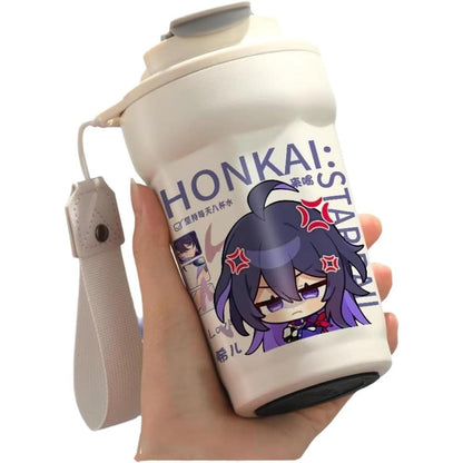 Star Rail  Travel Mug Sparkle - 316 Stainless Steel Insulated Coffee Cup with Dual-Use Lid - Leak-Proof Design & Portable Hand Strap - Anime Gaming Gift for Fans