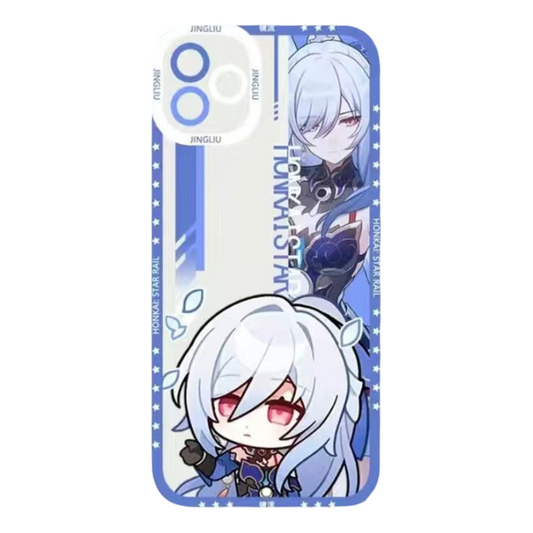 Jingliu B Style Q Style Honkai Star Rail Phone Case - Compatible with iPhone 16 15 14 13 12 11 Series - Transparent Silicone, Honkai Star Rail Merchandise for Various Models-Zllada