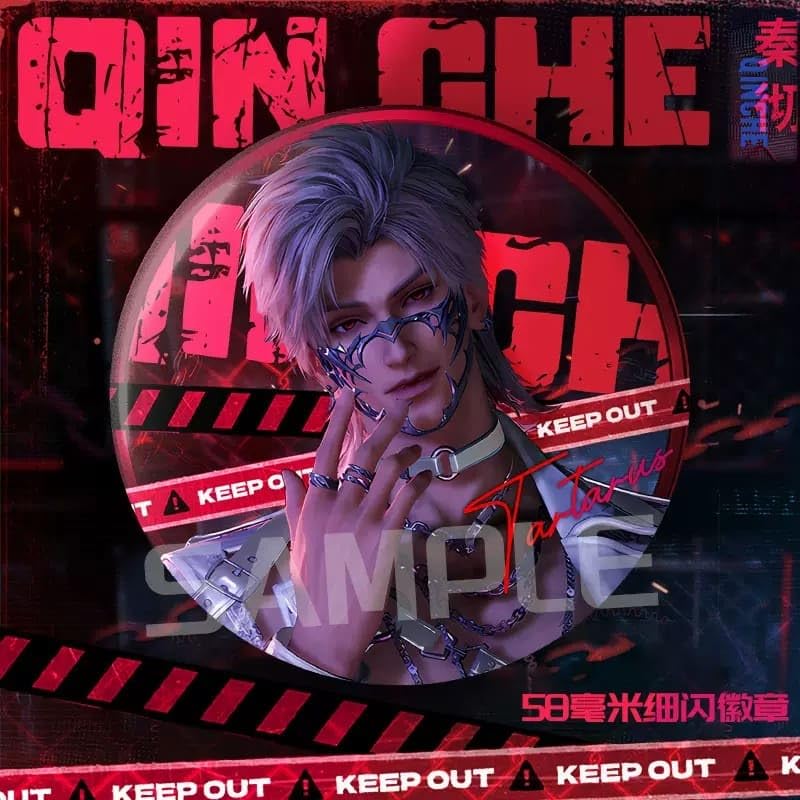 Love Deepspace Badges - 58mm Tinplate Fan - made Collectibles, Set of 5 Featuring Zayne, Xavier, Rafayel, Sylus, Caleb for Ita Bags