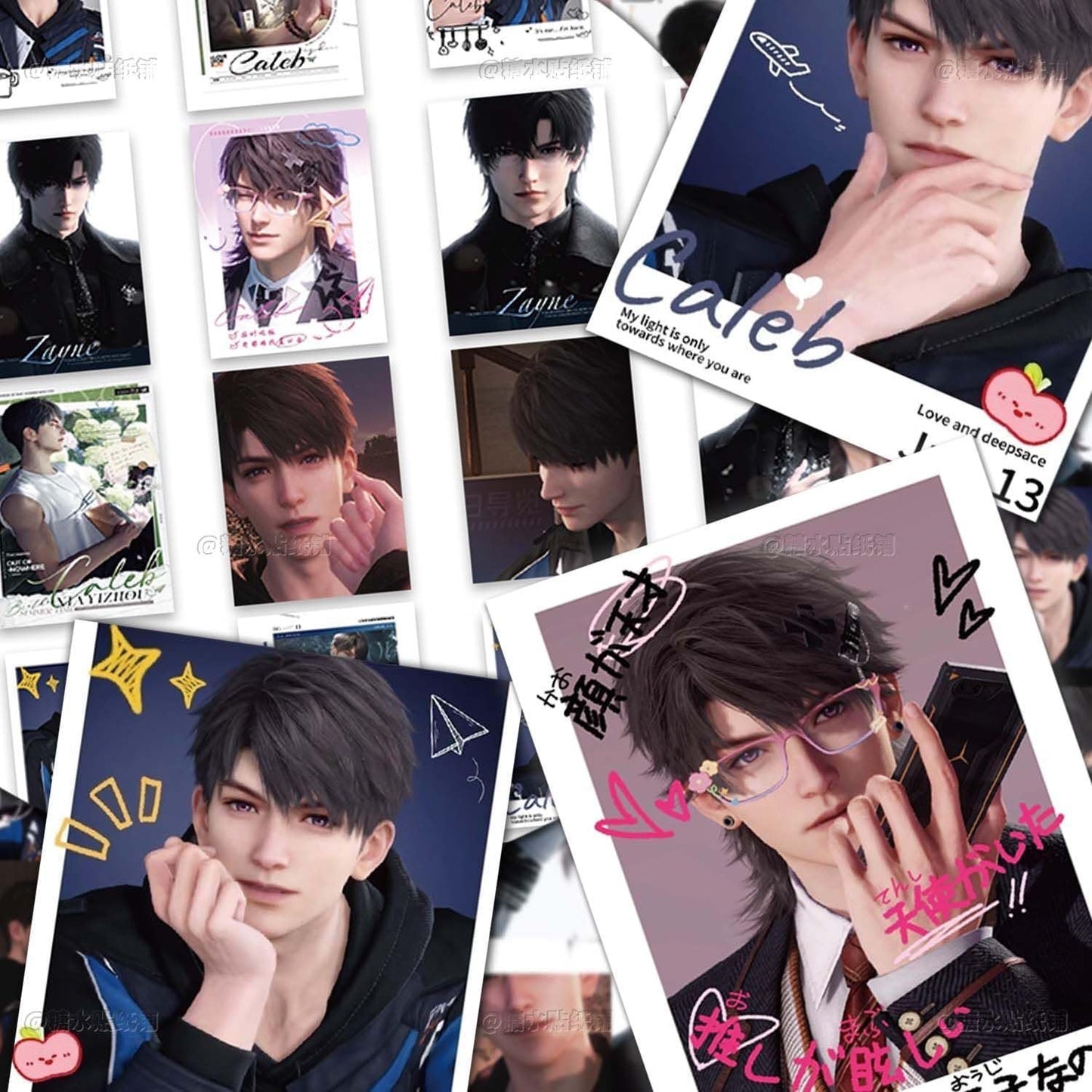 108 Pcs Caleb Love Deepspace Instant Photo Stickers - Waterproof DIY Decals for Laptop, Fridge, Decor Zayne Xavier Rafayel Sylus Caleb - Cute Anime Fan Gift - Zllada