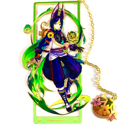Genshin Art Brass Metal Bookmark - Anime Figure Merch with 3D Display Box - Birthday Gifts for Fans Friends Gamer Book Lovers - Zllada