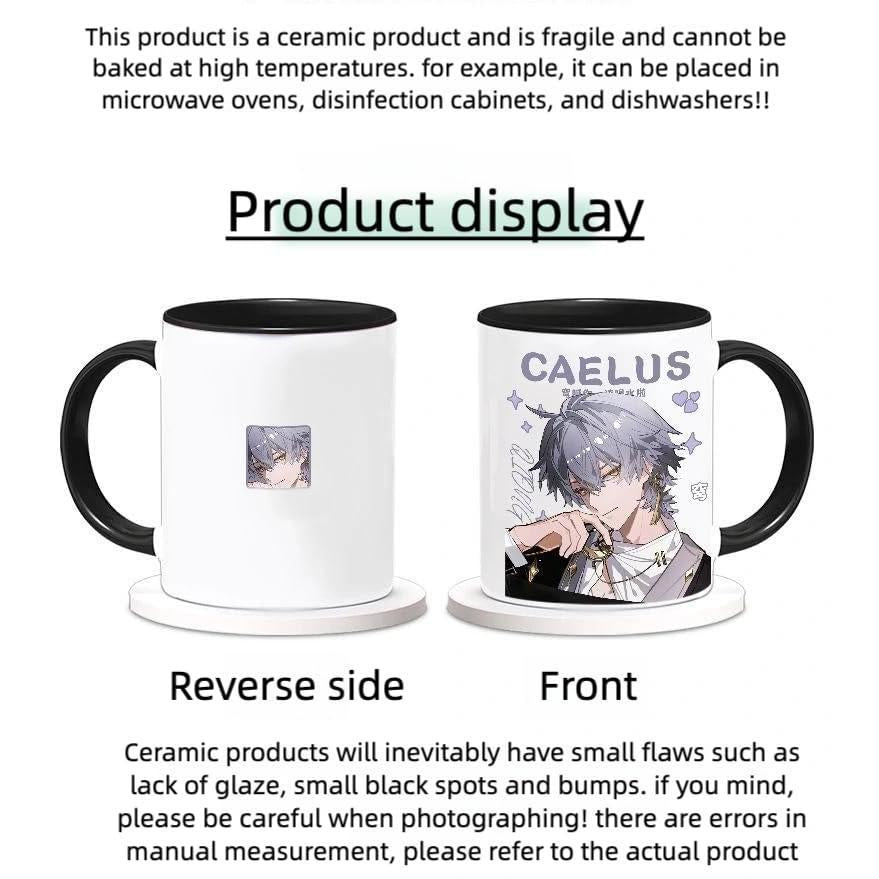 Star Rail  Ceramic Mug - 330ml Handle Coffee Mug Cup Set with Spoon & Coaster Suitable for Offices, Homes, Indoor Settings- Gift for Anime Star Rail Fans