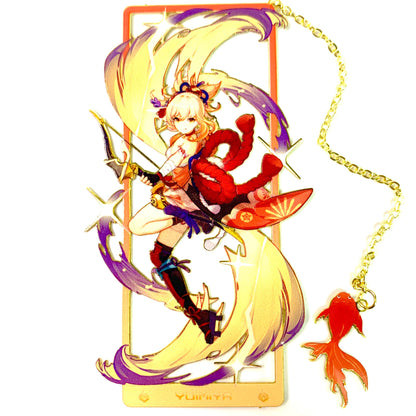 Genshin Art Brass Metal Bookmark - Anime Figure Merch with 3D Display Box - Birthday Gifts for Fans Friends Gamer Book Lovers - Zllada