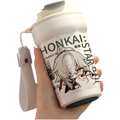Star Rail  Travel Mug Sparkle - 316 Stainless Steel Insulated Coffee Cup with Dual-Use Lid - Leak-Proof Design & Portable Hand Strap - Anime Gaming Gift for Fans