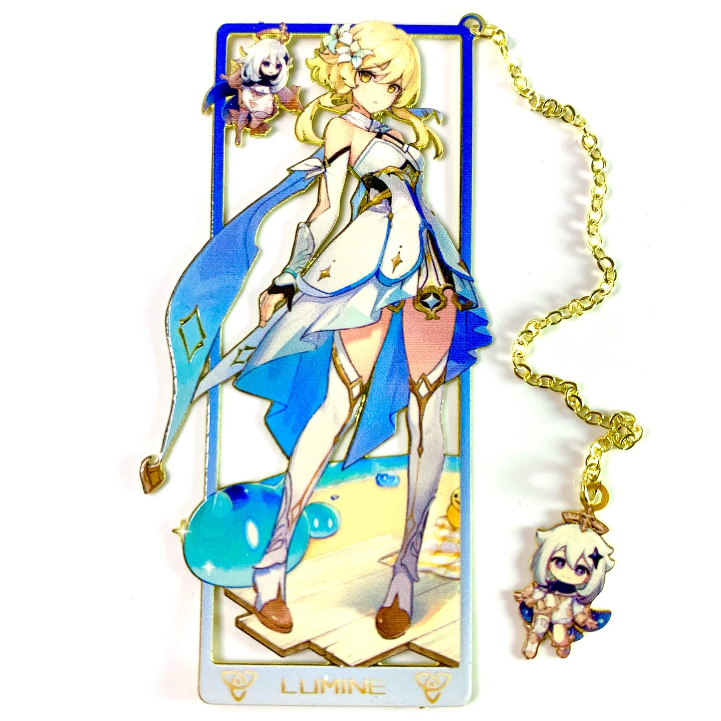 Genshin Art Brass Metal Bookmark - Anime Figure Merch with 3D Display Box - Birthday Gifts for Fans Friends Gamer Book Lovers - Zllada