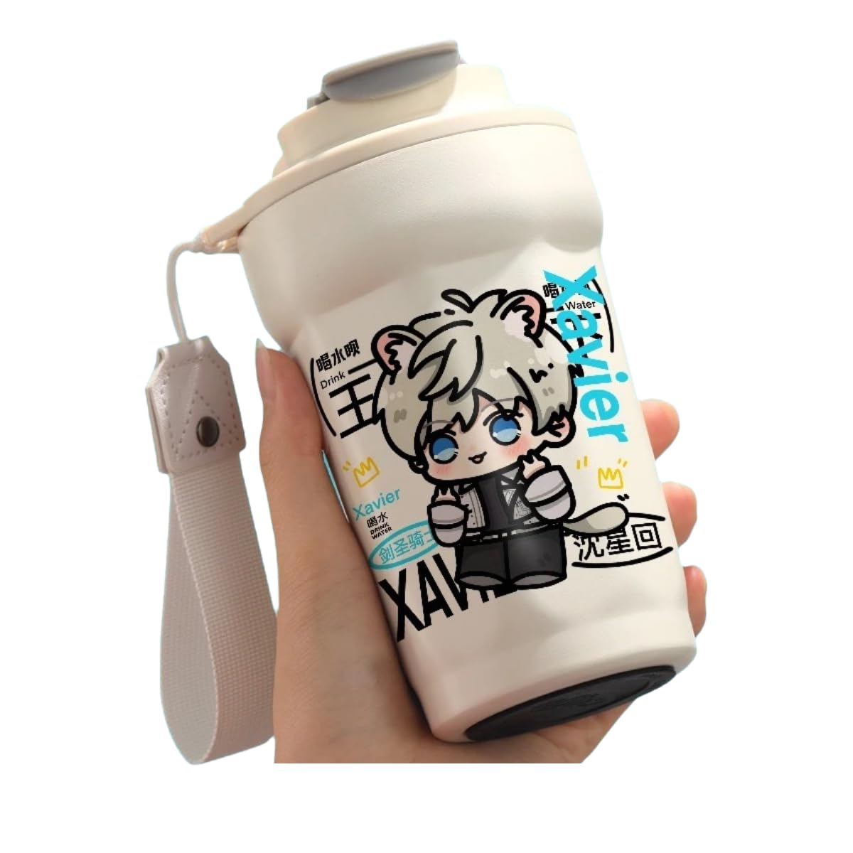 Love Deepspace Mug Cup - 480ml Travel Cold Hot Drinks - 316 Stainless Steel Insulated Coffee Cup with Dual-Use Lid - Leak-Proof Design & Portable Hand Strap - Anime Game Gift for Fans