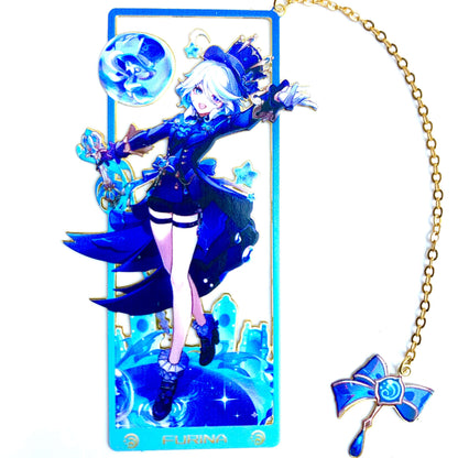 Genshin Art Brass Metal Bookmark - Anime Figure Merch with 3D Display Box - Birthday Gifts for Fans Friends Gamer Book Lovers - Zllada