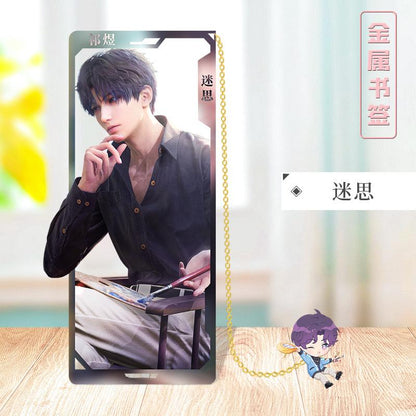 Love Deepspace Stellar Odyssey Bookmarks - Brass Character Collection Zayne Xavier Rafayel Sylus with 3D Cosmic Display, Sci-Fi Romance Merchandise for Fans - Zllada