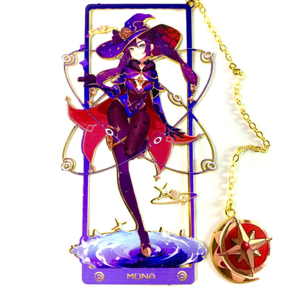 Genshin Art Brass Metal Bookmark - Anime Figure Merch with 3D Display Box - Birthday Gifts for Fans Friends Gamer Book Lovers - Zllada