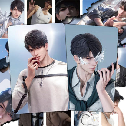 Love Deepspace Cards - 55-Piece Holographic Trading Collector Set with Scratch-Resistant Sleeves, Featuring Zayne, Xavier, Caleb Rafayel & Sylus