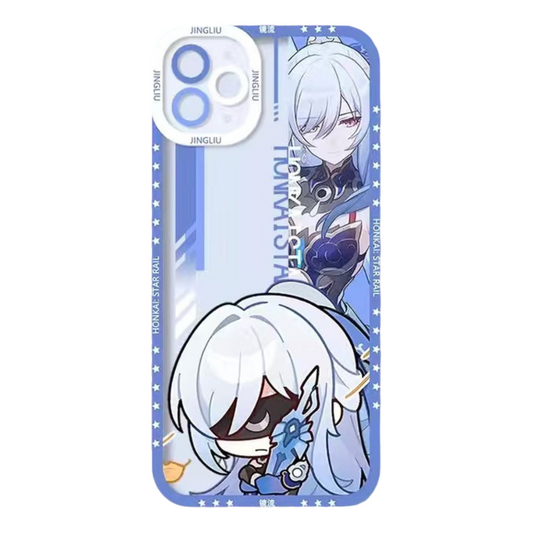 Jingliu A Style Q Style Honkai Star Rail Phone Case - Compatible with iPhone 16 15 14 13 12 11 Series - Transparent Silicone, Honkai Star Rail Merchandise for Various Models-Zllada