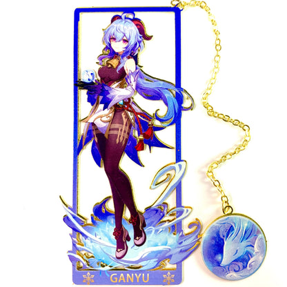 Genshin Art Brass Metal Bookmark - Anime Figure Merch with 3D Display Box - Birthday Gifts for Fans Friends Gamer Book Lovers - Zllada