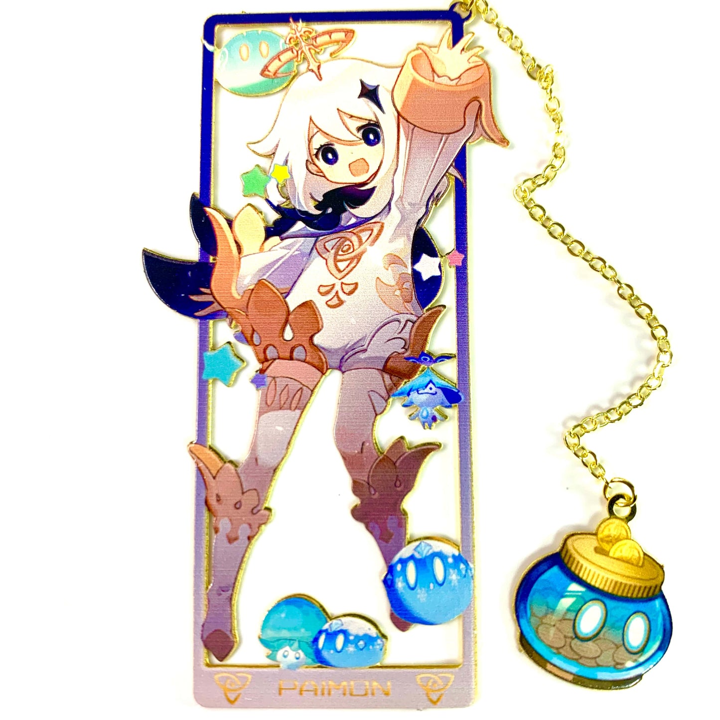 Genshin Art Brass Metal Bookmark - Anime Figure Merch with 3D Display Box - Birthday Gifts for Fans Friends Gamer Book Lovers - Zllada