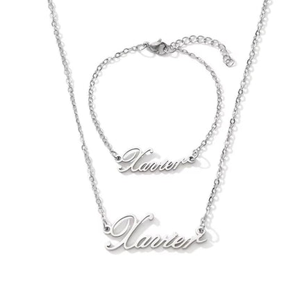 Love Deepspace Name Necklace & Bracelet Set - Titanium Steel English Chinese Letters Sylus Zayne Xavier Rafayel Caleb Charms - Anime Game Fan Gift