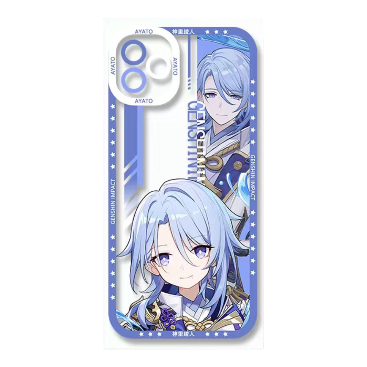 Ayato Genshin Impact Phone Case Laptop screen protector  protective cover - Q Style Cute Anime Character Design - Transparent Silicone Full Camera Protection All Round Defense Non Slip Cover - Zllada