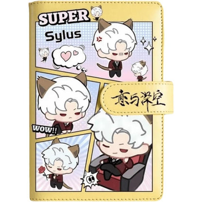 Yellow Love Deepspace Planner Journal - Blue A6 PU Leather Binder with 80 Sheets (160 Pages) Grid Lines - Chibi Design for Fitness Daily Plans Fan Gifts - Zllada