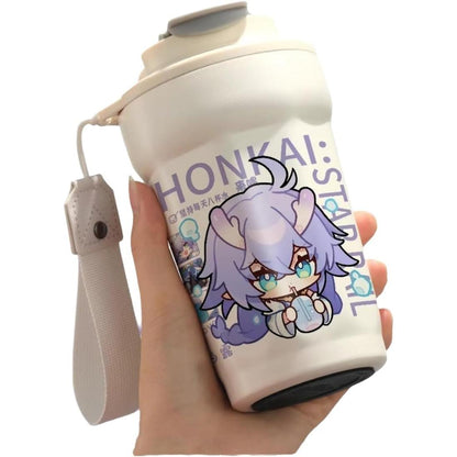 Star Rail  Travel Mug Sparkle - 316 Stainless Steel Insulated Coffee Cup with Dual-Use Lid - Leak-Proof Design & Portable Hand Strap - Anime Gaming Gift for Fans