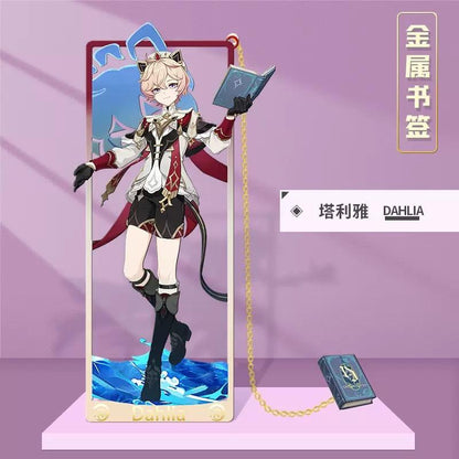 Genshin Art Brass Metal Bookmark - Anime Figure Merch with 3D Display Box - Birthday Gifts for Fans Friends Gamer Book Lovers - Zllada