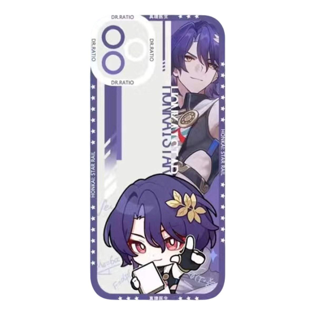 Dr Ratio Q Style Honkai Star Rail Phone Case - Compatible with iPhone 16 15 14 13 12 11 Series - Transparent Silicone, Honkai Star Rail Merchandise for Various Models-Zllada