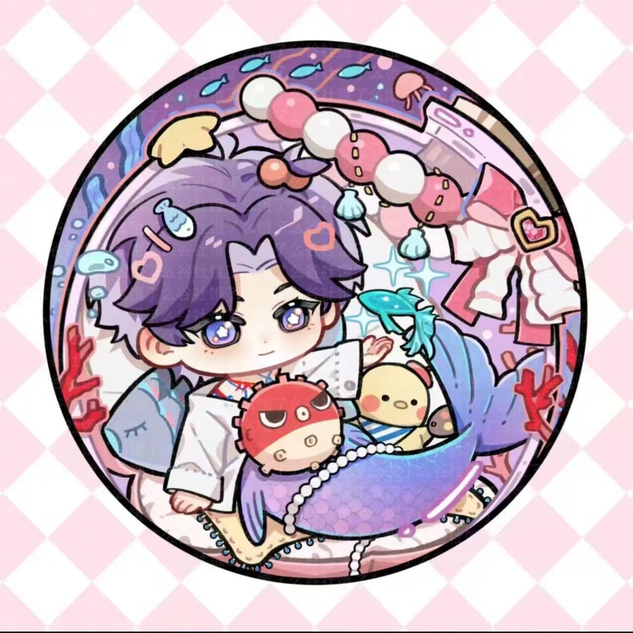 Love Deepspace Badge Pin Set - 58mm 5 Pcs with 5 Character Cute Cartoon Style - Zayne, Xavier, Rafayel, Sylus, Caleb - Brooch Pendant for Ita Bag Decoration