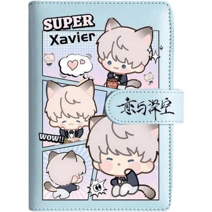 Blue Love Deepspace Planner Journal - Blue A6 PU Leather Binder with 80 Sheets (160 Pages) Grid Lines - Chibi Design for Fitness Daily Plans Fan Gifts - Zllada